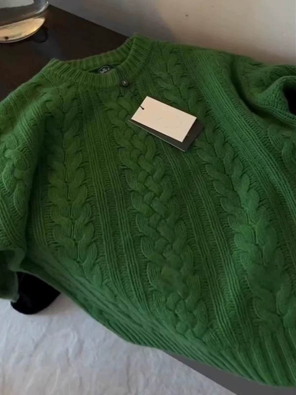 韩系蓝色浣熊绒麻花套头毛衣女秋冬加厚设计感小众慵懒针织衫上衣|undefined