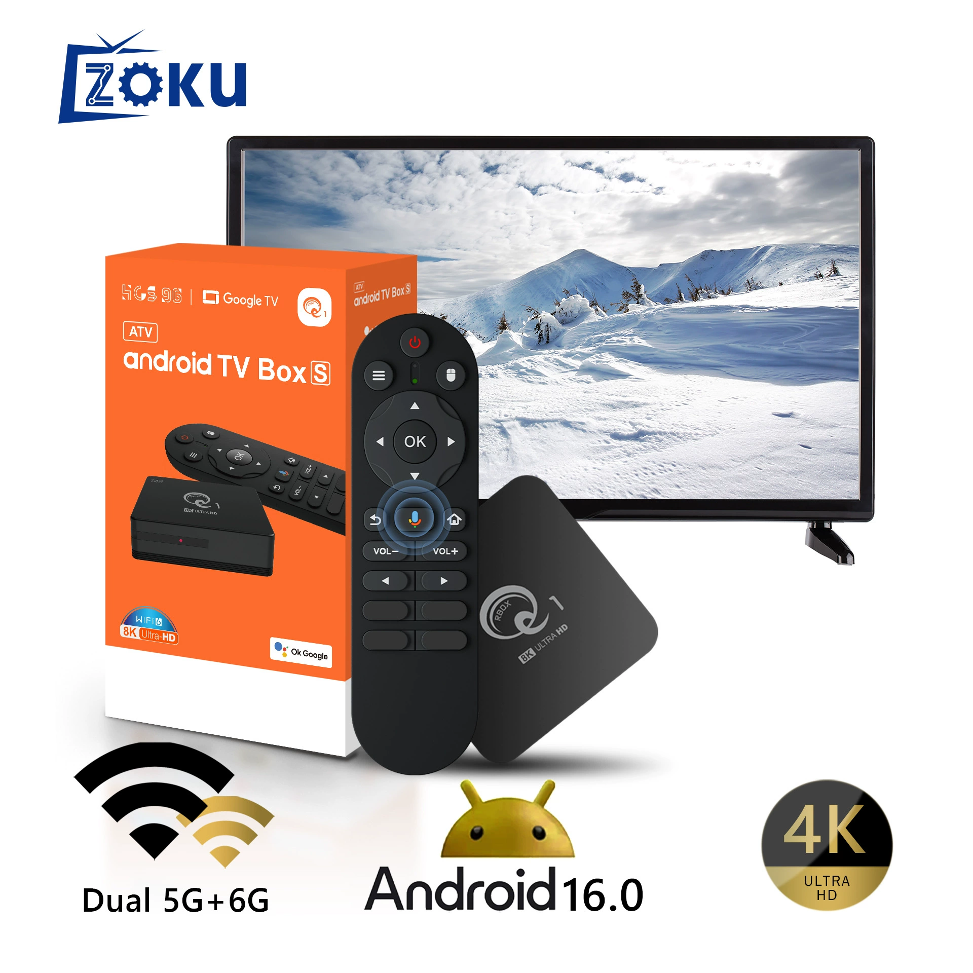 Foreign trade cross-border Q1 network set-top box H318 dual-band network set-top box Android OTT Bluetooth HD player