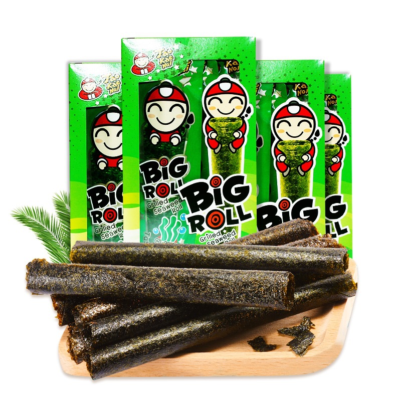 Thailand imported small snacks Boss Zai Seaweed Rolls whole box 12 boxes, famous and classic ready-to-eat roasted seaweed crisp wakame