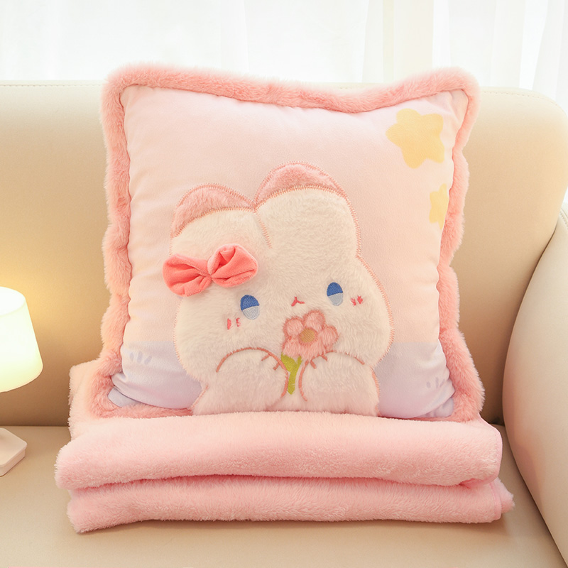 꽃가루를 들고 토끼 [스몰 사이즈 38*38cm 담요 확장 1*1.5m]]