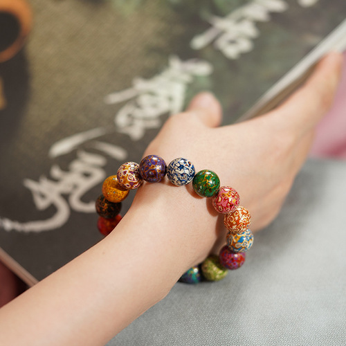 12mm Large Lacquer Beads Bulk Wholesale Intangible Cultural Heritage Craft Beads Bracelet Single Buddha Beads DIY Bracelet Necklace Accessory