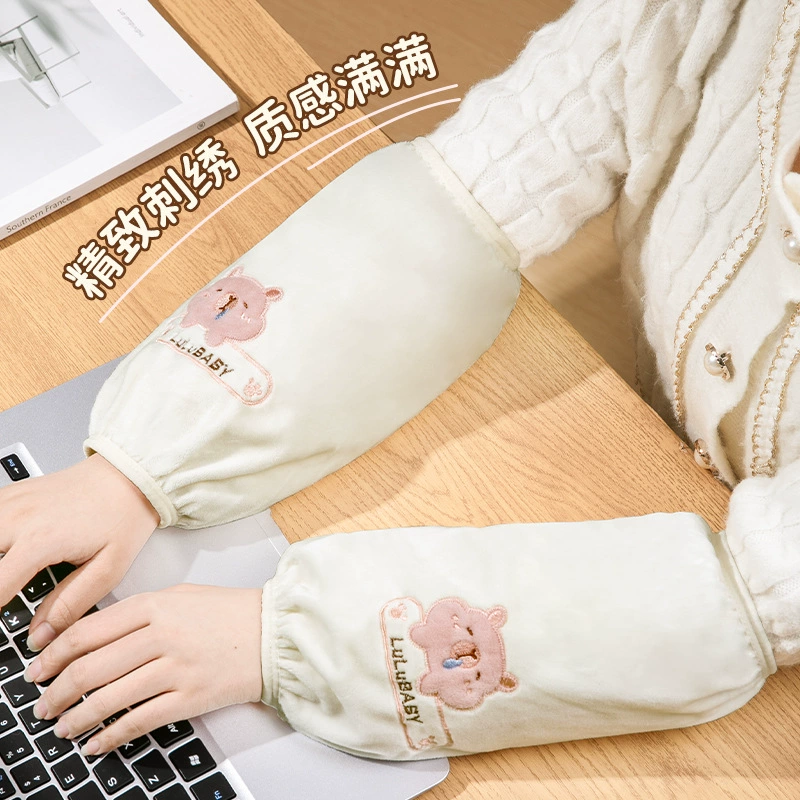 Женские чехлы на рукава для работы, грязеотталкивающие, милые, противогрязевые, утолщенные плюшевые, офисные чехлы на рукава против грязи.