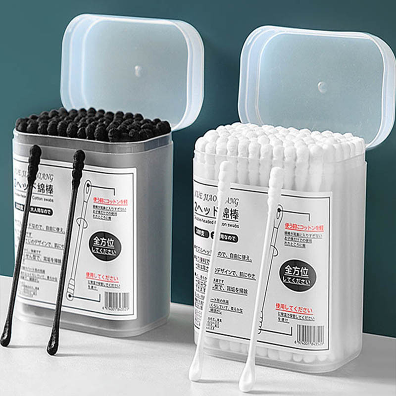 Black Cotton Swabs for Ear Cleaning, Ear Picks, Special for Removing Blackheads, Disposable Cotton Swabs for Adults, Double-Ended for Home Use