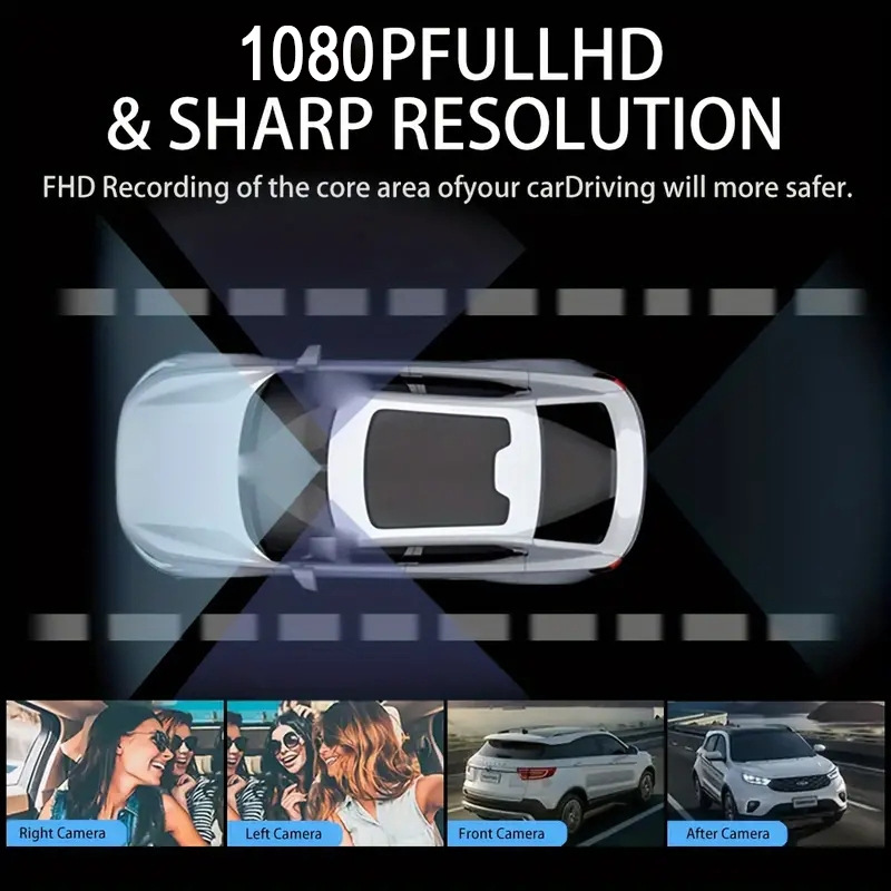 360 Panoramic Driving Camera Recorder Hd Night Vision 4-Way Camera Wifi Sentry Mode Reversing Image