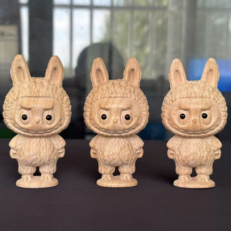 ラブブピーチウッド彫刻工芸品クリエイティブ木製装飾品ハンドピースかわいい子供のおもちゃホームオフィスハンギング|undefined