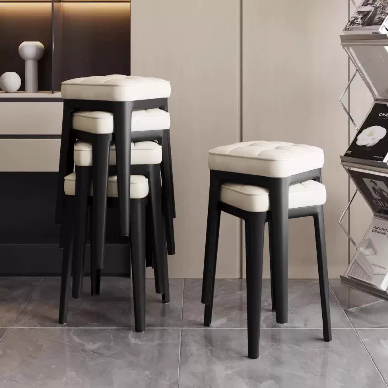 Мягкий табурет, бытовой современный простой квадратный табурет, прочный и прочный штабелируемый обеденный стул, сидячий стул для аренды, пластик