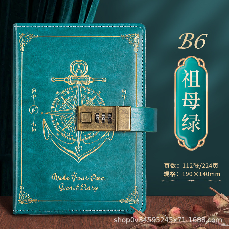 Cuaderno al por mayor A5 retro contraseña libro con cerradura Diario Negocio creativo trabajo manual mano impreso logo