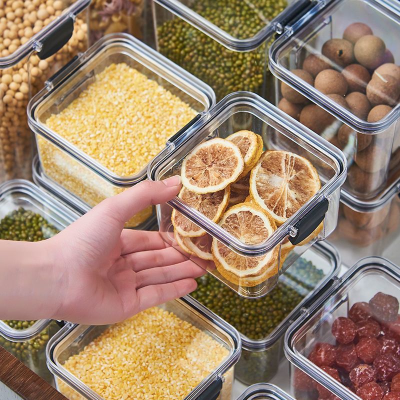 Tanque de sellado granos de cocina almacenamiento de grano de grano caja de plástico transparente de grado alimenticio bocadillos productos secos tanque de almacenamiento de té