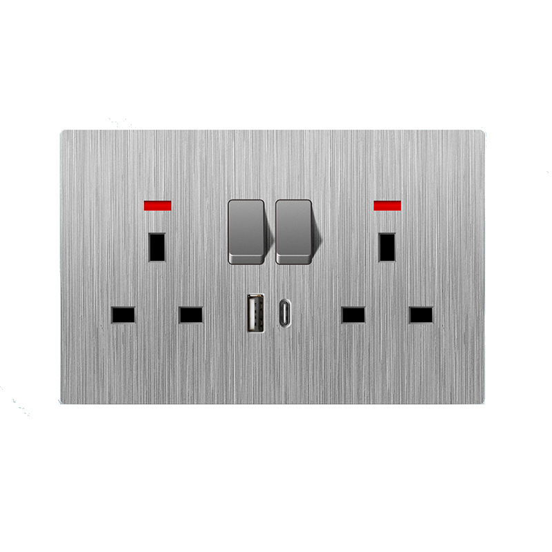 Inglés ultra delgado gris dibujado 250V enchufe de pared oculto 13A Hong Kong Macao puerto con interruptor transfronterizo exclusivo