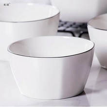 10只陶瓷方形碗家用米饭碗套装简约白瓷碗小汤碗四方碗韩式甜品碗