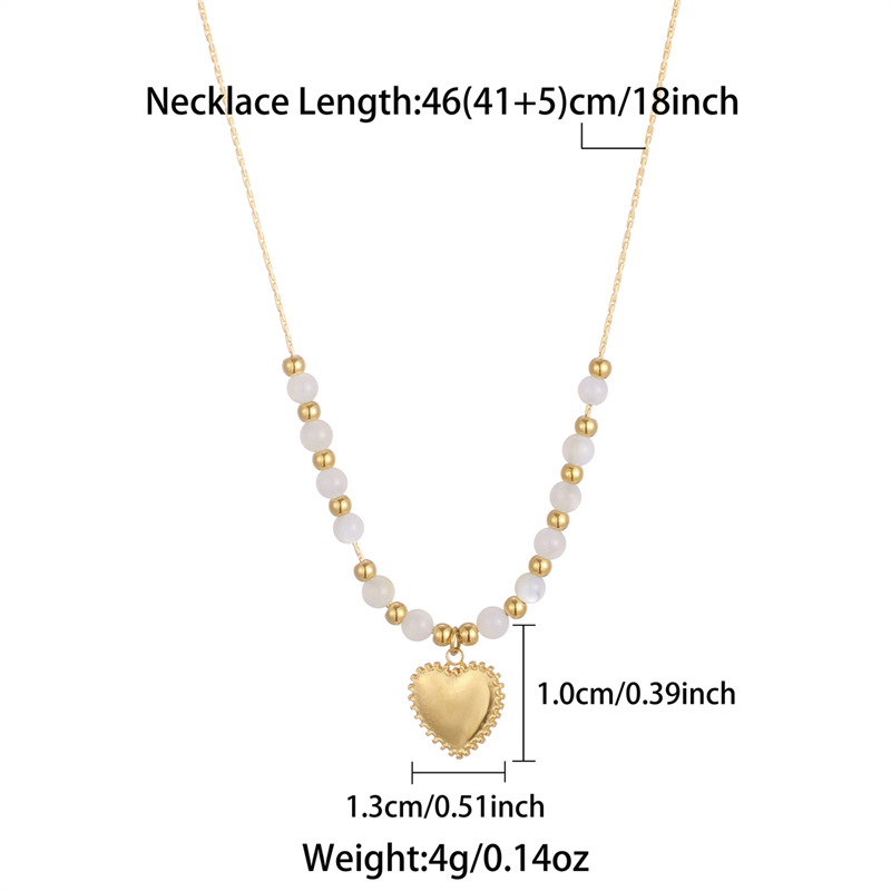 13g Weight 0.03µm-0.05µm Gold Plating Thickness Wholesale Jewelry Princess Heart Shape Stainless Steel Beaded Pendant Necklace