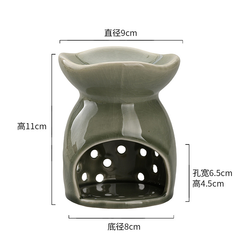 원형 아로마테라피 스토브 [회색 오픈 글레이즈]