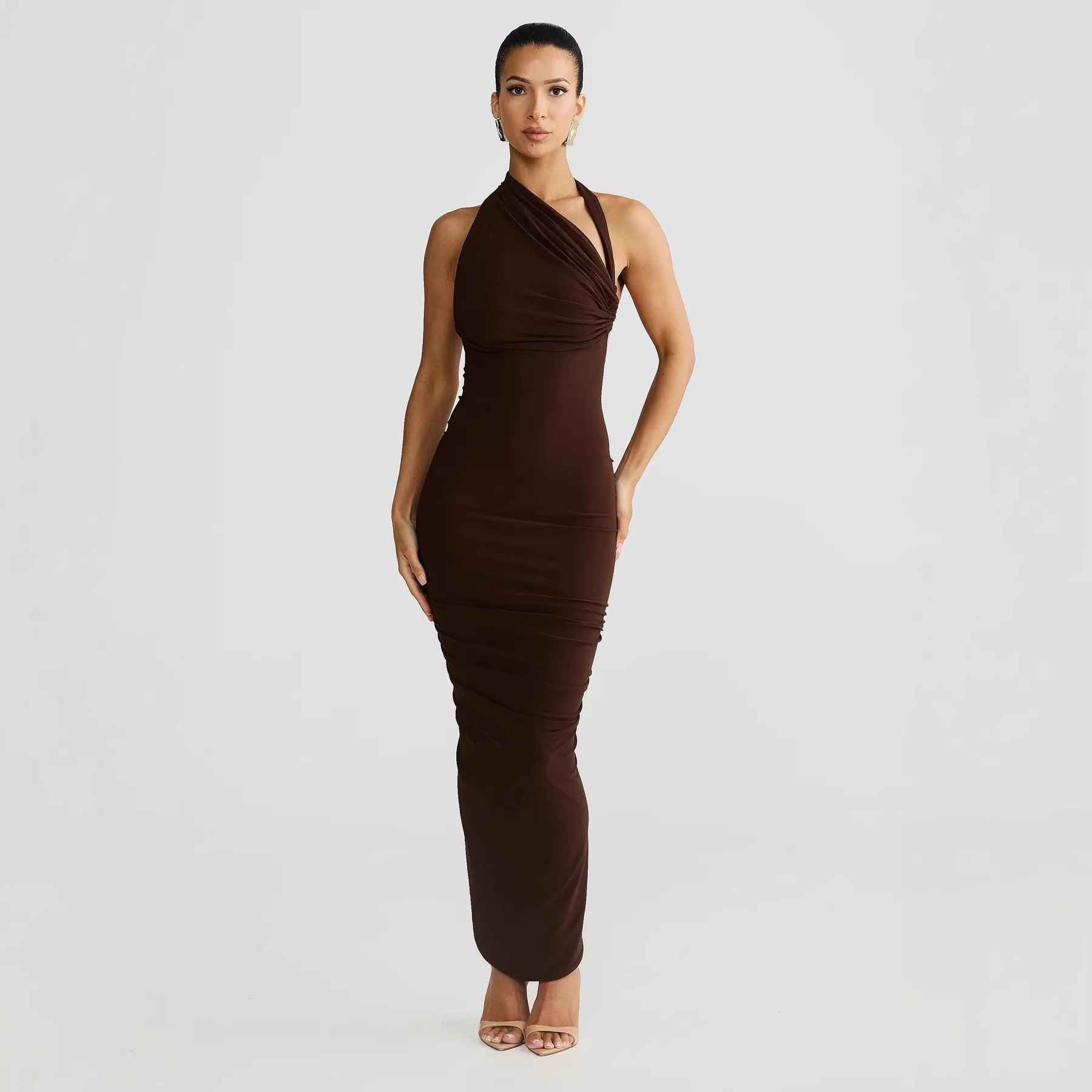 New Arrival Summer Women Dress Sexy Bodycon Halter Large Open Back Dress Female Fashion Party Date Dress_ecoleips.com