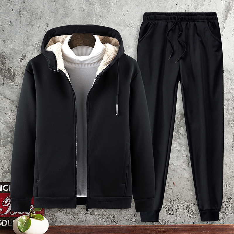 Amazon AliExpress hombres de lana forrada con capucha engrosada traje de lana de cordero suéter cálido suéter cardigan