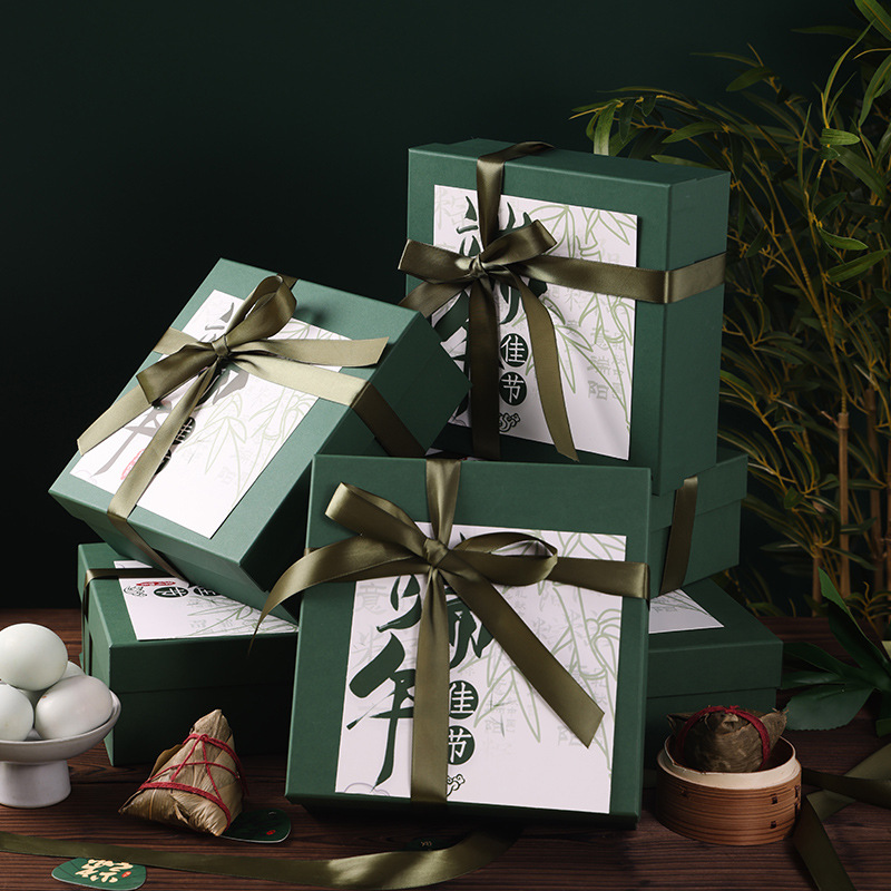 新款绿色端午节天地盖礼品盒嘉兴粽子咸鸭蛋伴手礼包装盒空盒批发