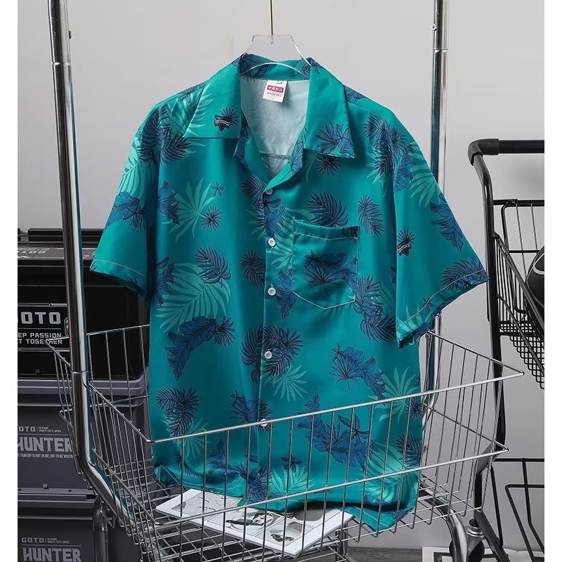 Sin City Tommy Beach Floral Shirt Short Sleeve Men's Loose Ins Hong Kong Style Japanese Retro Trend Shirt