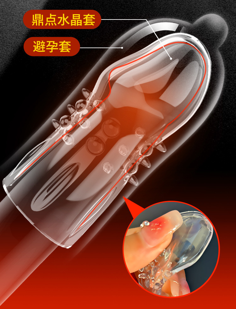 Pleasure Point Glans Sleeve Transparent TPE Wolf Tooth Lock Sperm Ring — detail image 13