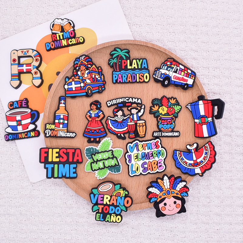 Cross-Border Dominican Republic Cartoon Pvc Soft Rubber Patches, Creative Stationery, Cute DIY Accessories, Decorations