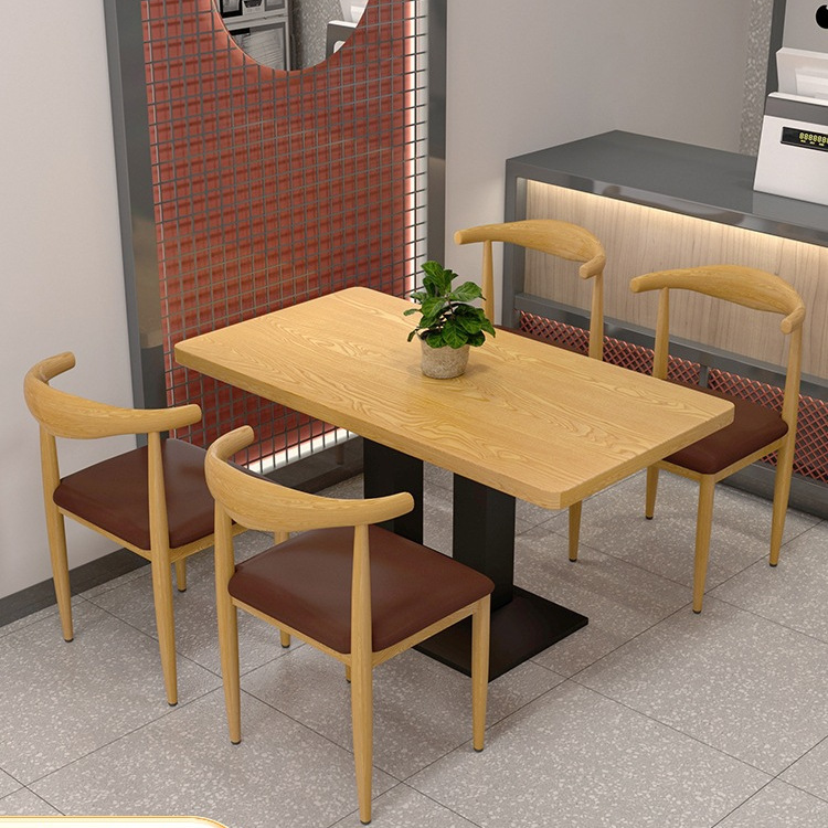 Fast Food Dining Table and Chair Set Commercial Hotel Restaurant Table and Chair Combination Milk Tea Dessert Shop Simple Table Commercial Economical