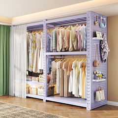 棚ワードローブオープン洋服ラック簡単組み立て床置き防塵スチール多層収納ラック賃貸住宅洋服ラック