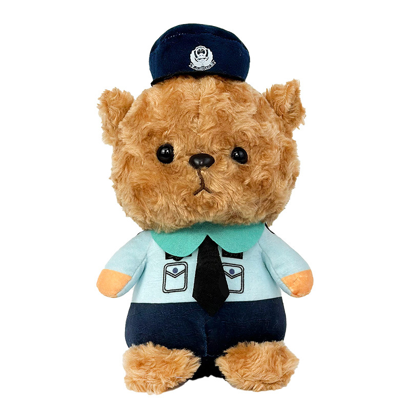 Policía de tráfico oso juguete de peluche de ocho pulgadas muñeca máquina muñeca flujo de boda arrojar muñecas al por mayor