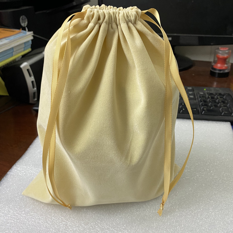 工厂直销米黄色绒布束口袋  振动棒收纳袋  香水布套