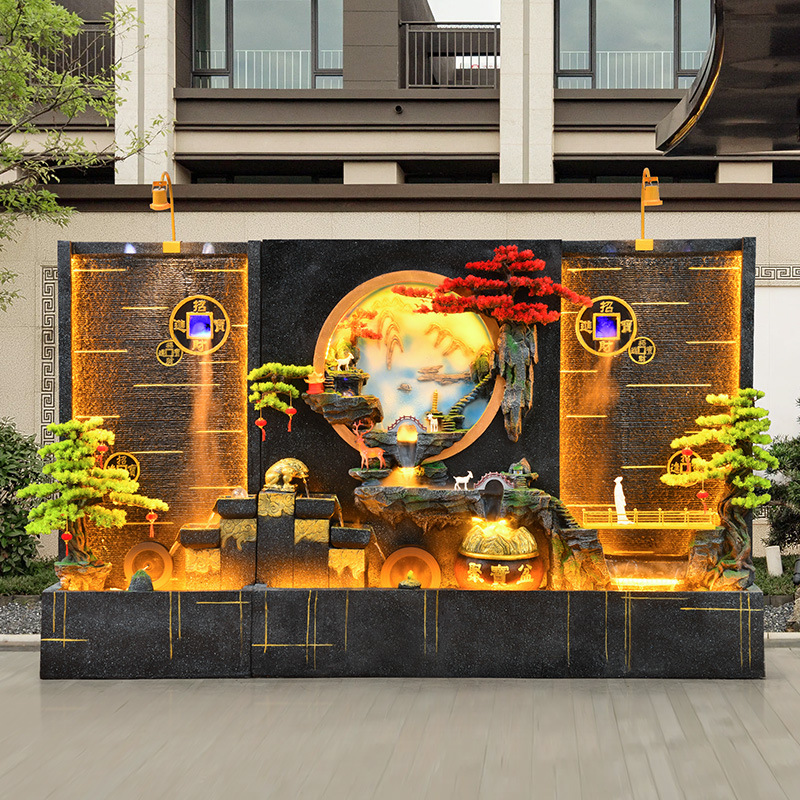 水幕墙流水摆件循环水客厅风水轮假山喷泉鱼缸办公室开业乔迁