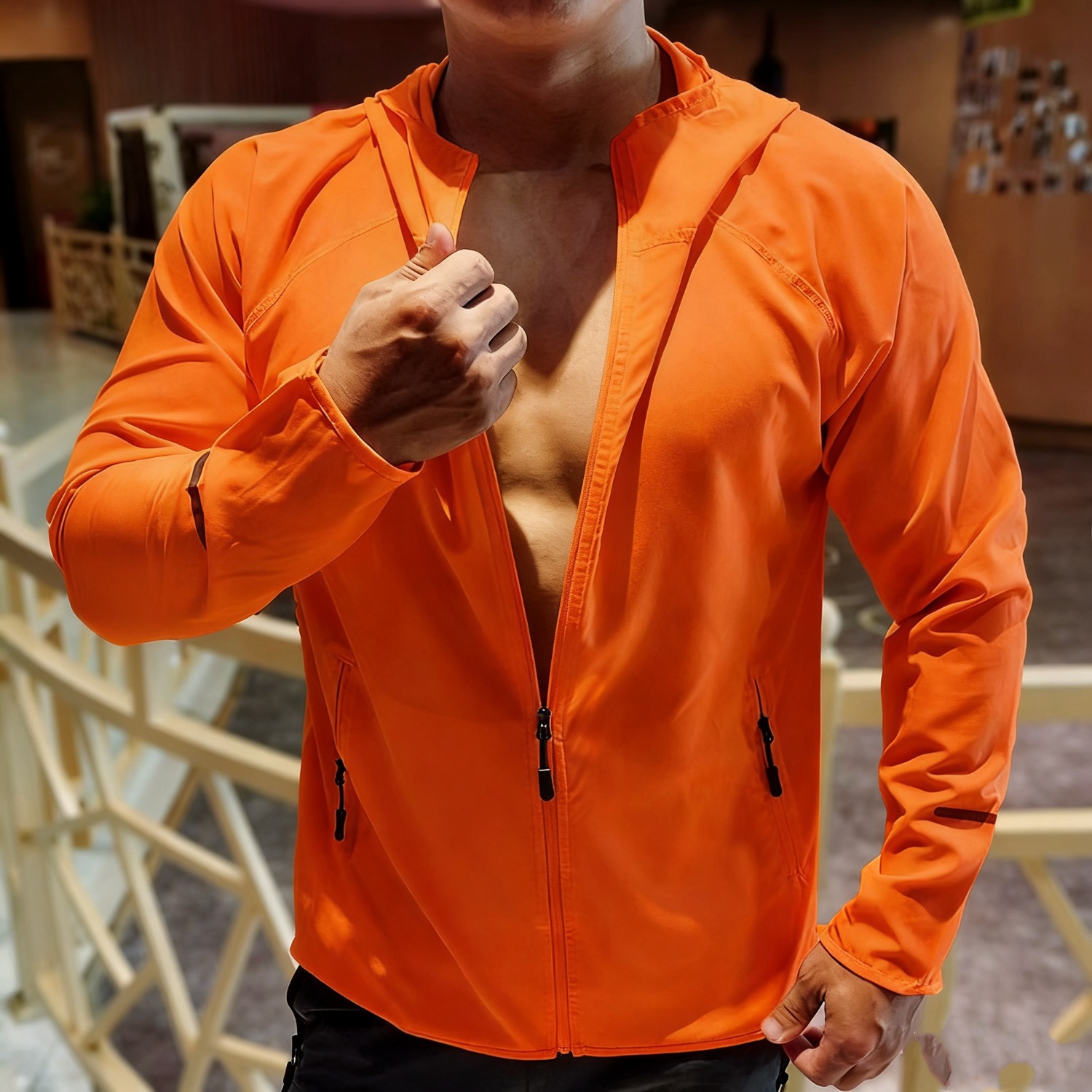 Sports Running Quick-Drying Jacket for Men and Women, Windbreaker for Spring and Autumn, Track and Field Training, Cycling, Mountaineering, Zippered Hooded Windbreaker