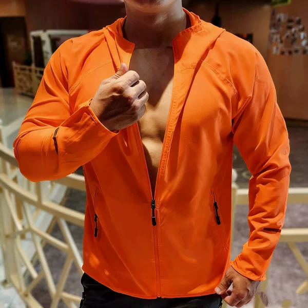 Sports Running Quick-Drying Jacket for Men and Women, Windbreaker for Spring and Autumn, Track and Field Training, Cycling, Mountaineering, Zippered Hooded Windbreaker