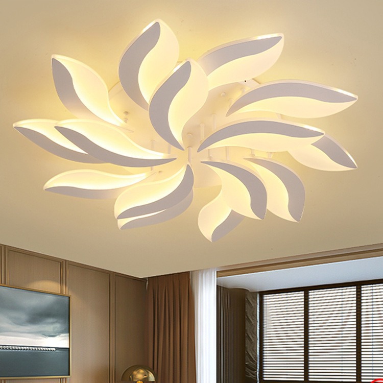 Personalidad postmoderna LED lámpara de sala de estar modesta lámpara de techo sencilla sala de hojas dormitorio principal lámparas de atenuación sin electrodos