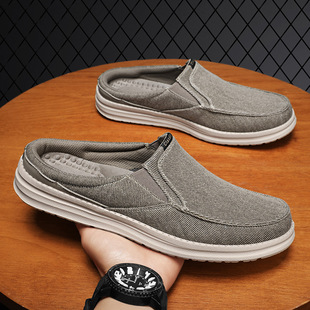 Summer loafers cross-border plus size casual men's shoes lightweight slip-on half slippers outer wear slip-on driving lazy shoes men