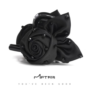 Lanyi Yi Black Rose Claw Clip with Thorns for the Back of the Head, Shark Hairpin, High-End Hair Accessory