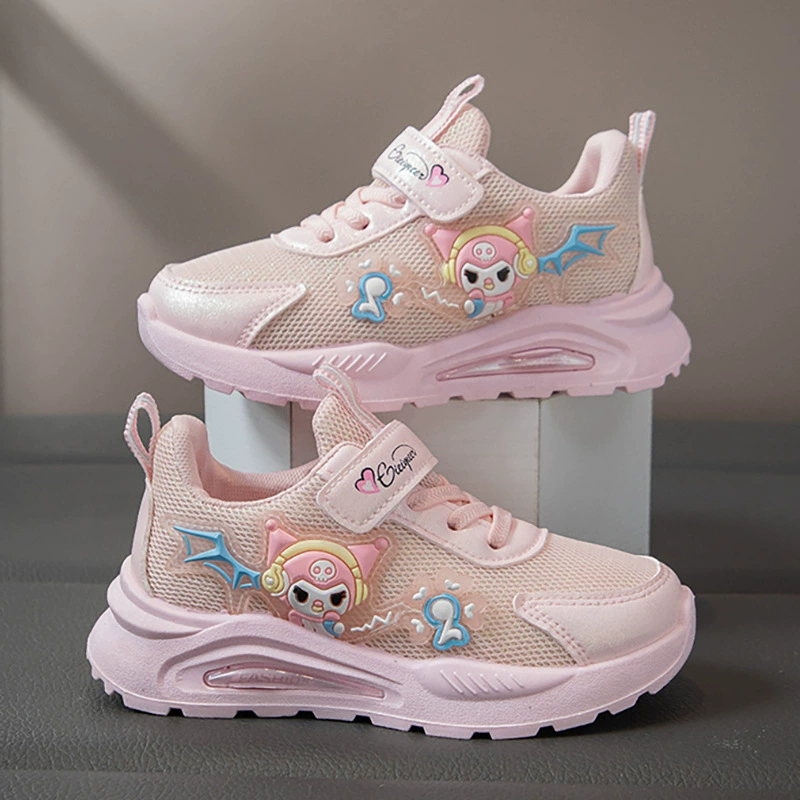 Детская спортивная обувь, сетчатая обувь для девочек, новые весенне-осенние дышащие туфли для пап, мягкая подошва с рисунком, кроссовки для больших детей для девочек.