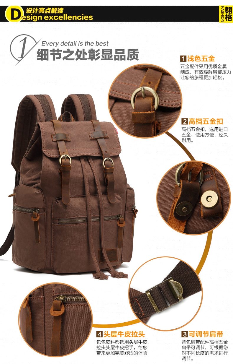 Amazon Best-Selling Vintage Double Shoulder Backpack Men's Laptop Travel Bag Trendy Fashion Unisex Backpack In Stock