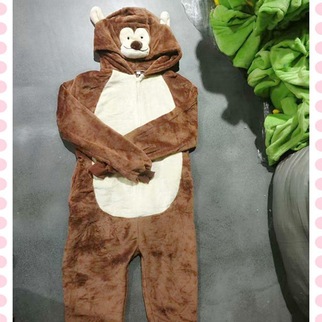 Christmas Wholesale Labubu Avocado Flannel Monkey Cartoon Flannel Onesie Pajamas for Men and Women Home Wear