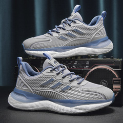 爆米花男鞋春季防滑透氣網面運動鞋新款百搭潮流真爆休閒跑步鞋子