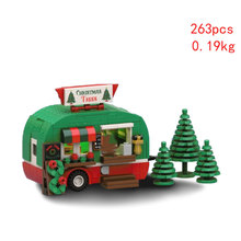 跨境热卖现货MOC-166176小颗粒拼装积木玩具冬季小车DIY模型摆件