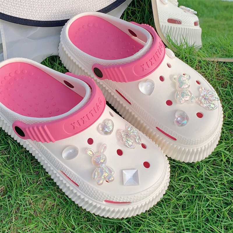 Women's Cave Shoes Ins Summer Outer Wear Cute Handdog Outer Wear Baotou Beach Soft Sole Shoes Women's Sandals and Slippers