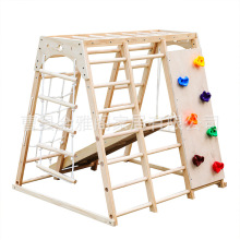 亚马逊跨境儿童木制攀爬架带秋千滑梯组合套装室内游乐场攀爬玩具