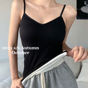 fleece-lined Thickened Warm Vest V-neck Base Inner Slim-fit Slimming Warm Vest Sling Top Base Shirt for Women