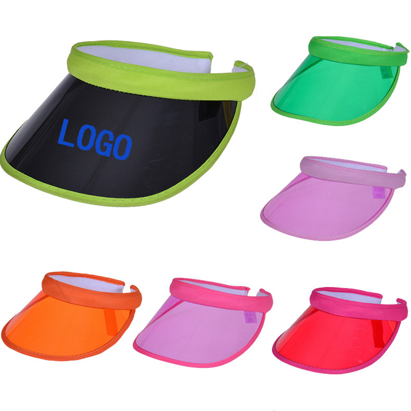 PVC遮阳韩国塑料空顶帽户外广告跑步帽防紫外线发卡帽印刷LOGO