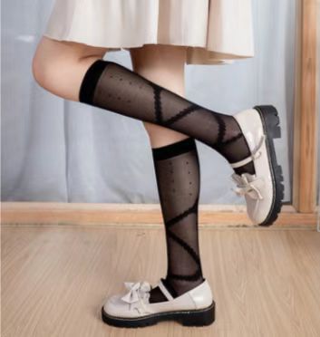 Correas cruzadas con lazo de niña suave, calcetines de tubo medio para niña linda, medias de tubo medio lolita lolita jk japonesas