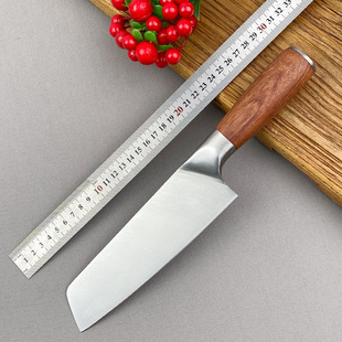 Round Handle Small Chopper Hand Forged Cutter Stainless Steel Rosewood Household Chopper Multi-purpose Knife Super Sharp Slicer Knife