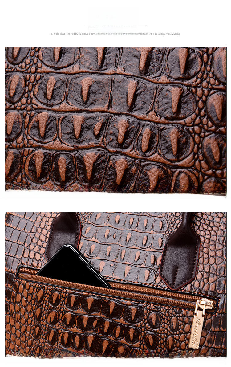 Crocodile Pattern Bag Fashion handbag Tote Bag Crossbody Women's Bag Handbag Big Bag_voghion.com