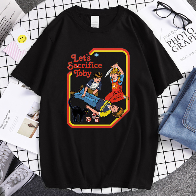 Short Sleeve 2024 foreign trade let's sacrifice TOBY Art Printing men's T-shirt Harajuku T-shirt