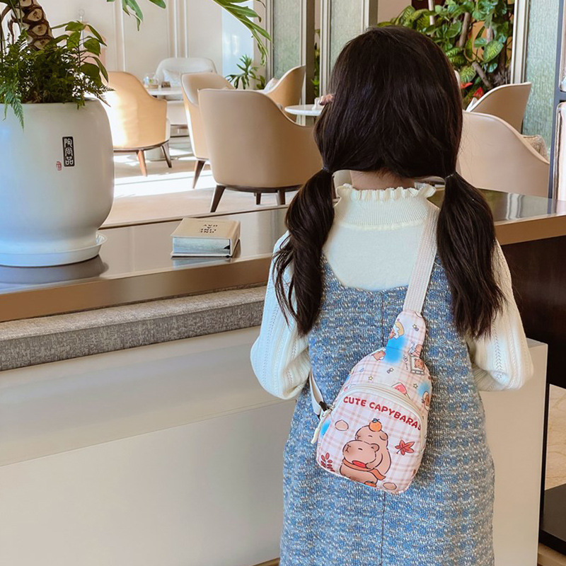 Lindo bolso de niña, bolso de mensajero de dibujos animados para niños, bolso de pecho de niña salvaje de estilo extranjero
