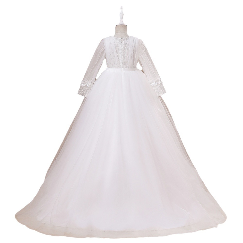 Vestido de niños nuevos europeos y americanos Vestido de princesa de manga larga de estilo occidental mediano y grande para niños trailing Mesh pettiskirt vestido de noche para niñas