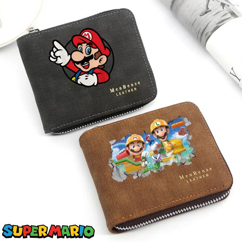 2026 New Cross-Border Mario Cartoon Print Short Zipper Wallet Card Holder
