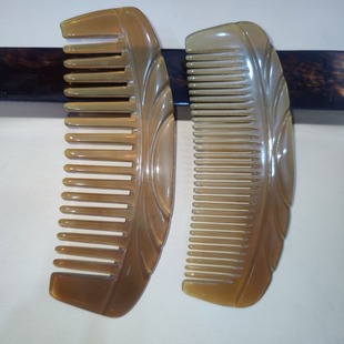 Factory yak horn convenient smooth double-sided carving wide teeth dense teeth semi-circular comb vacuum independent packaging wholesale
