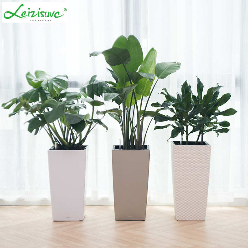 Laizhixiu perezoso maceta cuadrado grande pintura de piso de alta pierna olla auto-absorbente perezoso maceta al por mayor